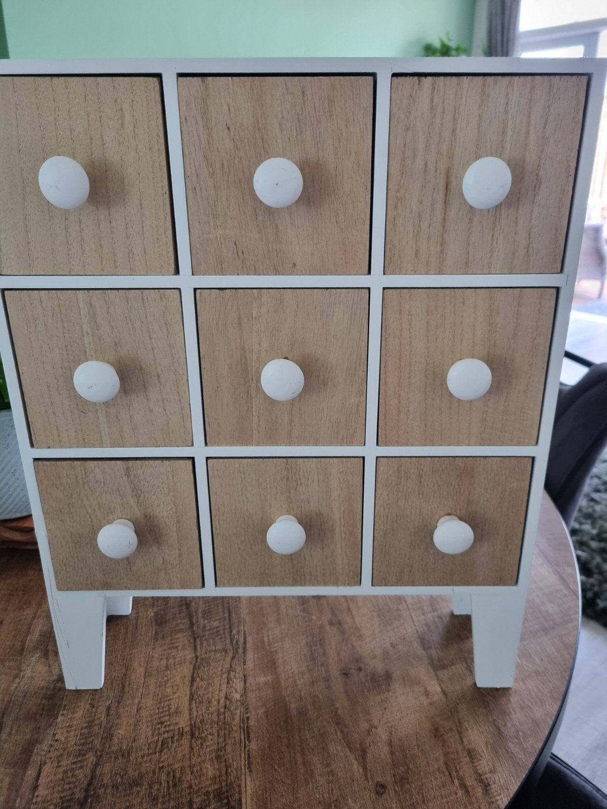Houten ladekastje met 9 laden - 47x38 cm, Minder dan 50 cm, Gebruikt, 5 laden of meer, Ophalen of Verzenden