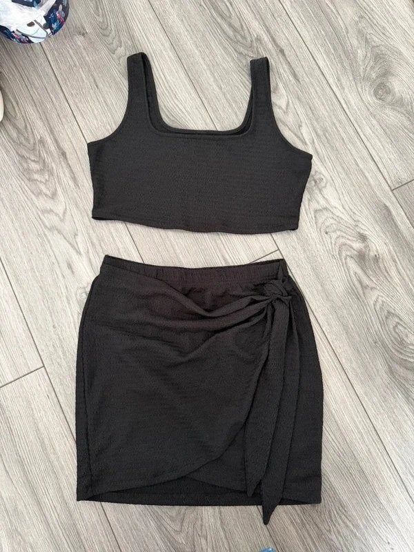 Shein dames zwart tweedelig set rok en crop top M 40, Maat 38/40 (M), Verzenden, Zwart, Zo goed als nieuw