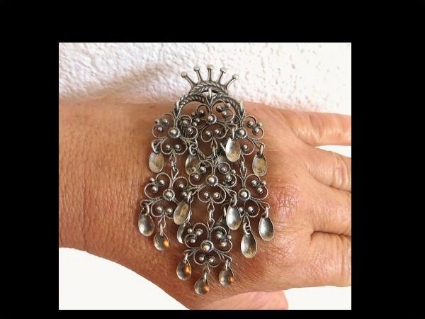 Bijzonder Traditioneel Sølje Noors Design Zilveren Broche!, Verzenden, Zilver, Broche
