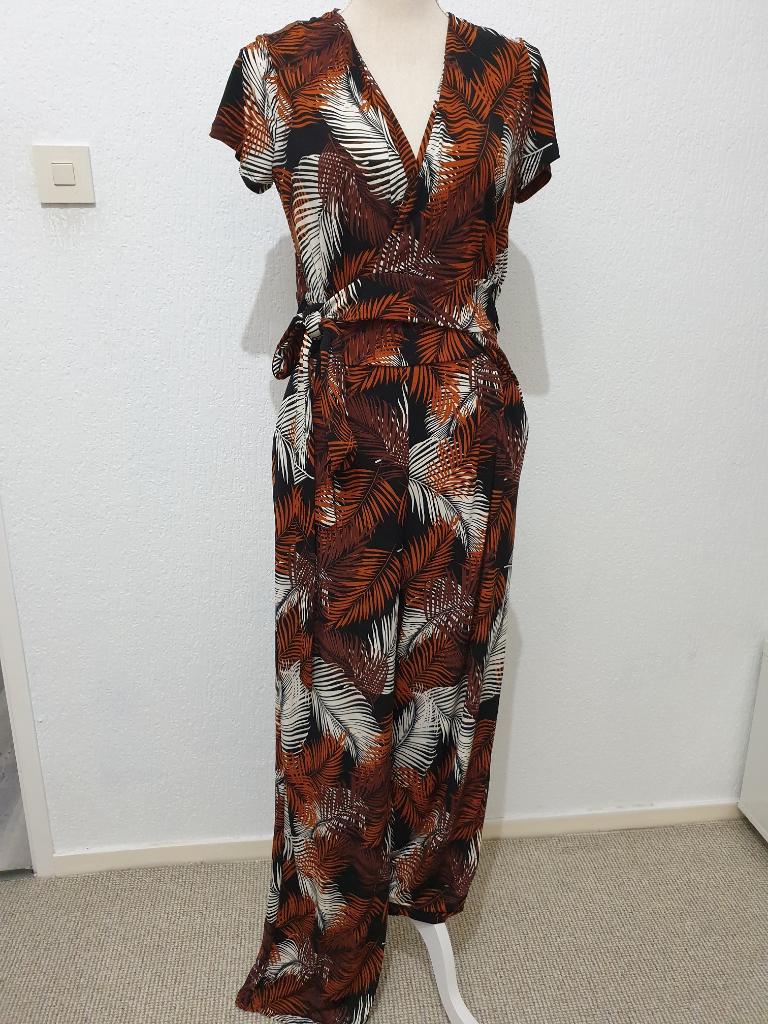 Mango Jumpsuit met tropische print, Kleding | Dames, Jumpsuits, Maat 38/40 (M), Mango, Bruin, Ophalen of Verzenden