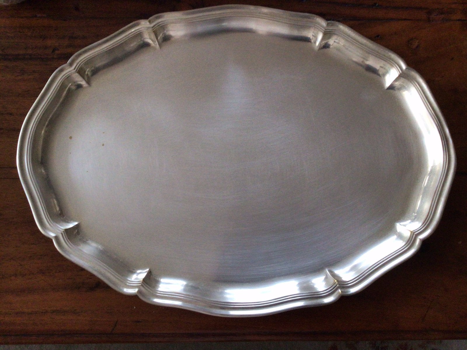 Verzilverde serveerschaal, Antiek en Kunst, Ophalen of Verzenden, Zilver