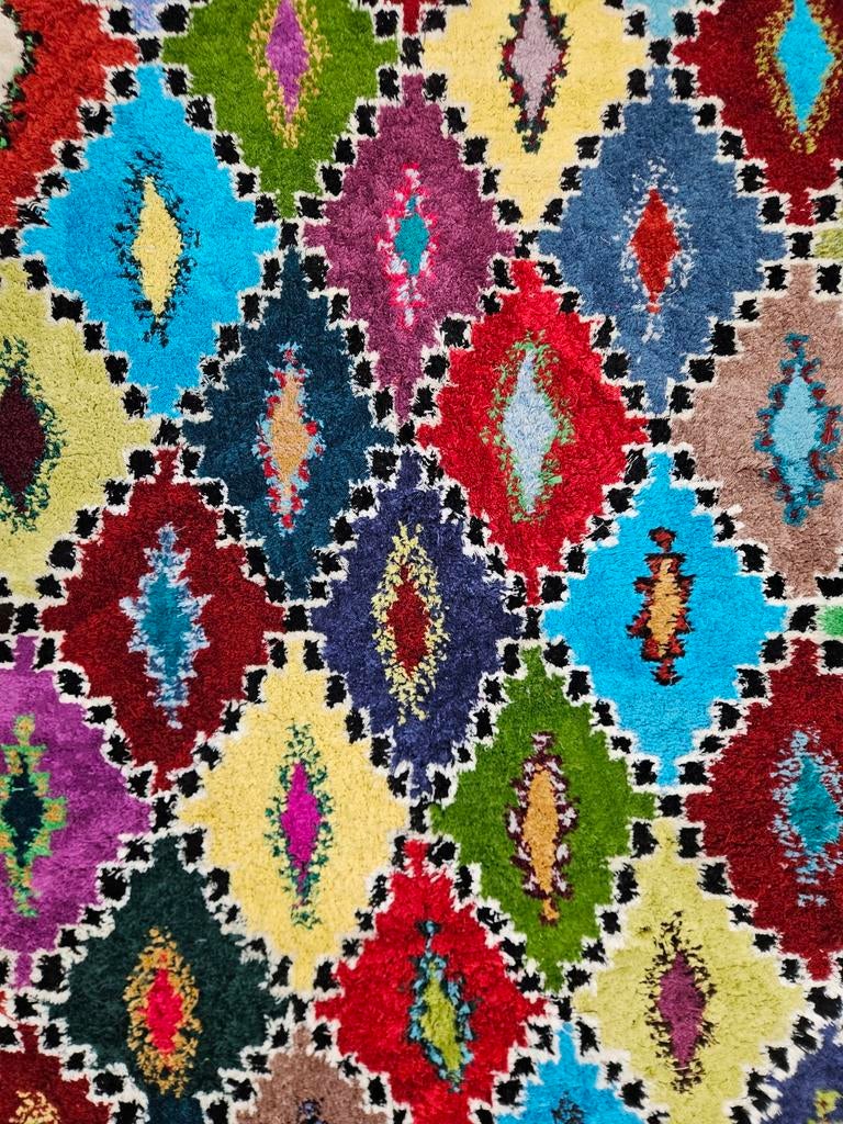 Handmade wool Berber Azilal carpet modern Abstract 160x230cm, Crème, 150 tot 200 cm, Onbekend, 200 cm of meer