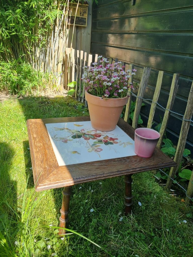 Vintage Bijzettafel, Ophalen, Minder dan 50 cm, Schilderij, Minder dan 50 cm