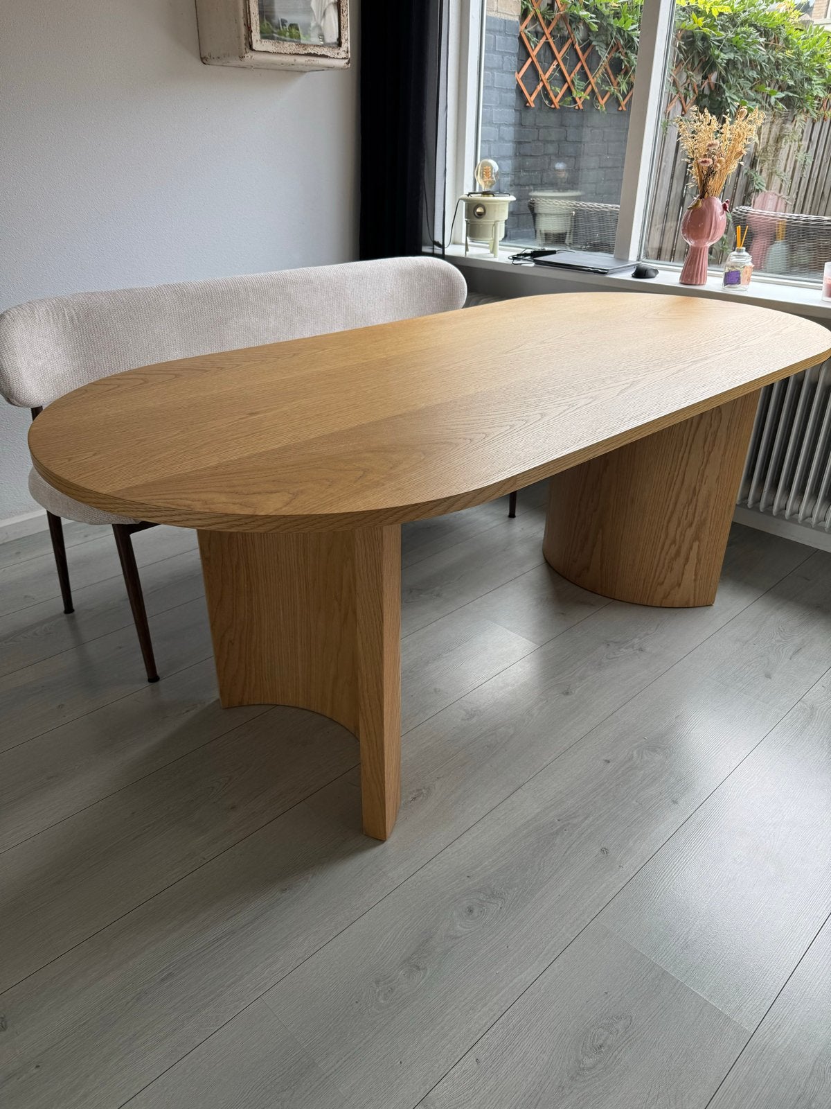 Ovale Japandi eettafel - 200x90cm, Huis en Inrichting, Ophalen, 50 tot 100 cm, Zo goed als nieuw, 150 tot 200 cm