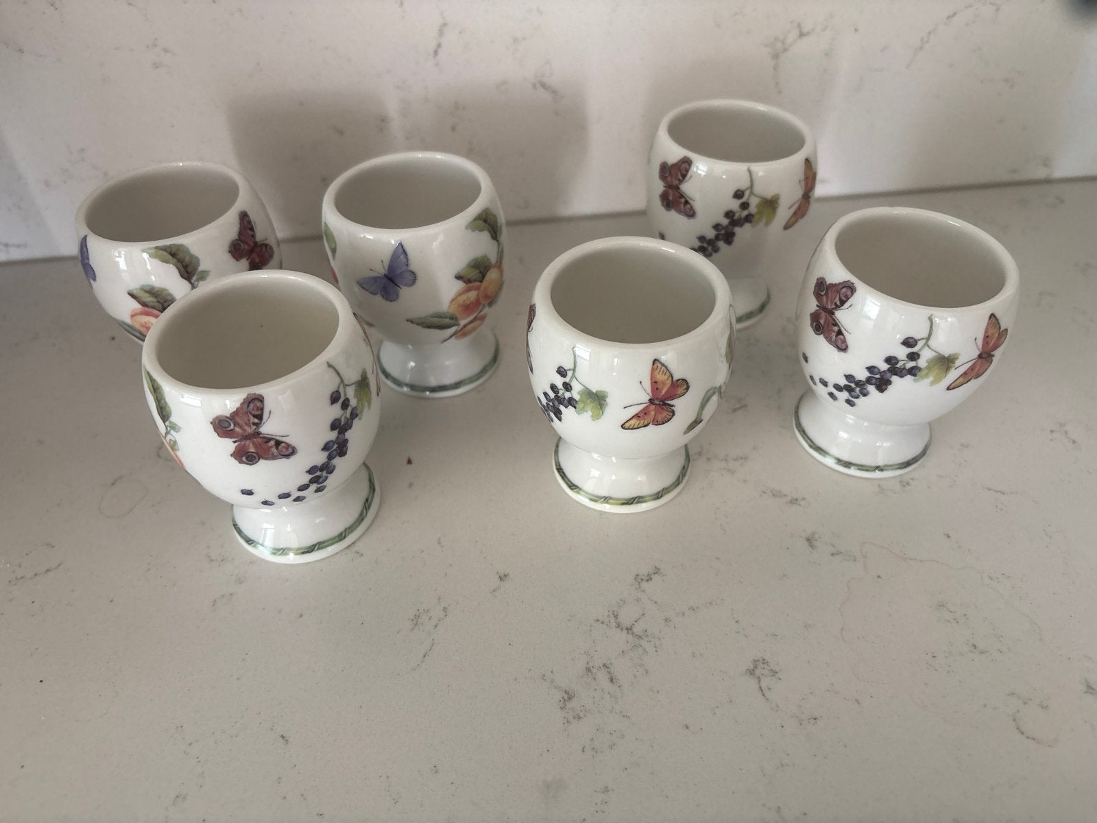 Janneke Brinkman eierdopjes - Fruit en Flowers (6 stuks), Huis en Inrichting, Keuken | Servies, Gebruikt, Overige merken, Keramiek