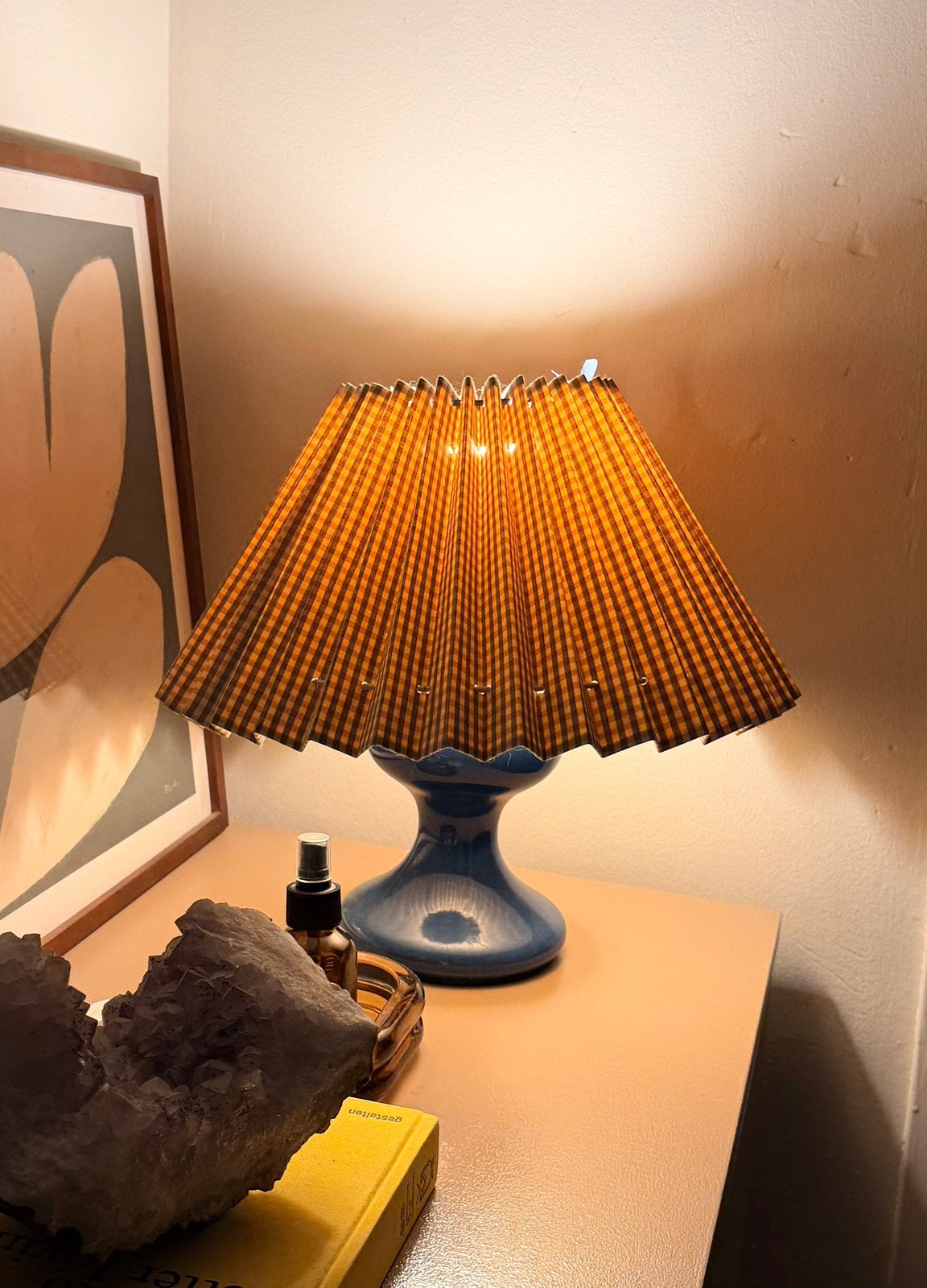 Vintage keramieken lampenvoet blauw, Blauw, Ophalen, Vintage