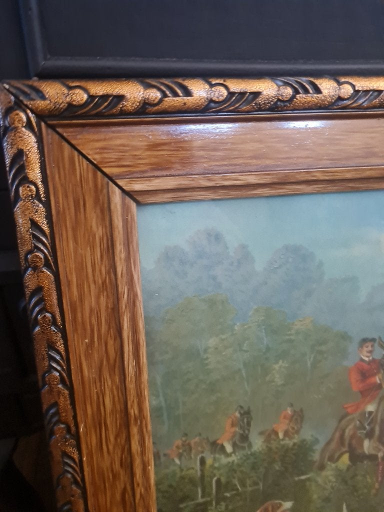 Bijna antieke lijst met Engelse prent en glas, Heikant 21 Kaatsheuvel, 60 cm, Schilderijlijst, Met glas