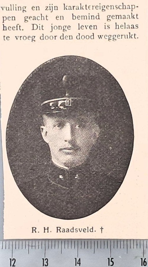 Leger Indië 1916; 1e Luit.Adj.Inf.Raadsveld in Indië overled, Verzenden, Voor 1940, Gebruikt, Overige onderwerpen