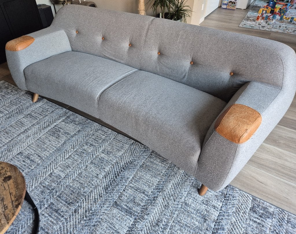 Bank 3-zits I Montel Vintage I Stof Lana Wool I Grijs, Huis en Inrichting, Banken | Bankstellen, Ophalen, Gebruikt, Vintage, Driepersoons
