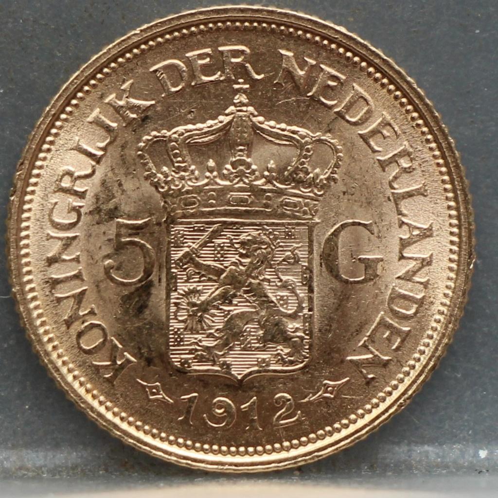 5 gulden 1912 - gouden vijfje 1912 Wilhelmina, Verzenden, 5 gulden, Goud, Koningin Wilhelmina