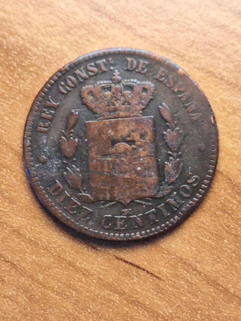 munt Spanje 10 centimos 1879, Ophalen of Verzenden, Overige landen, Losse munt