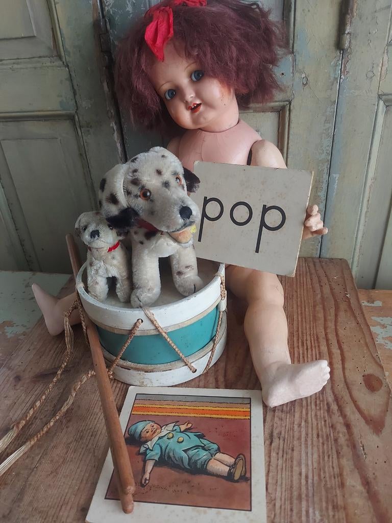 Antieke Papier-mache pop v ca 56 cm, Ophalen of Verzenden