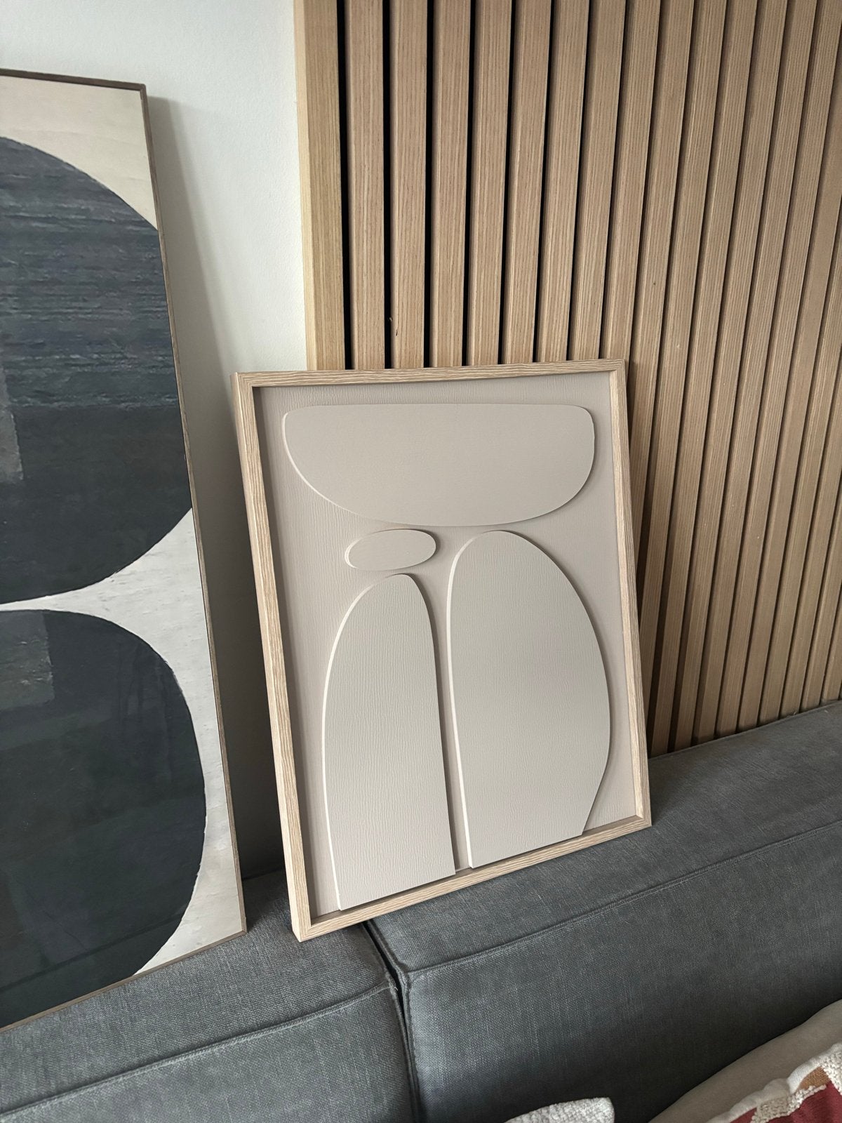 Houten Schilderij Beige - Abstracte Kunst aan de Muur, Ophalen