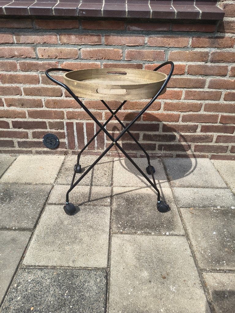 Butler tray op wielen, Ophalen, Nieuw, Rond, Metaal
