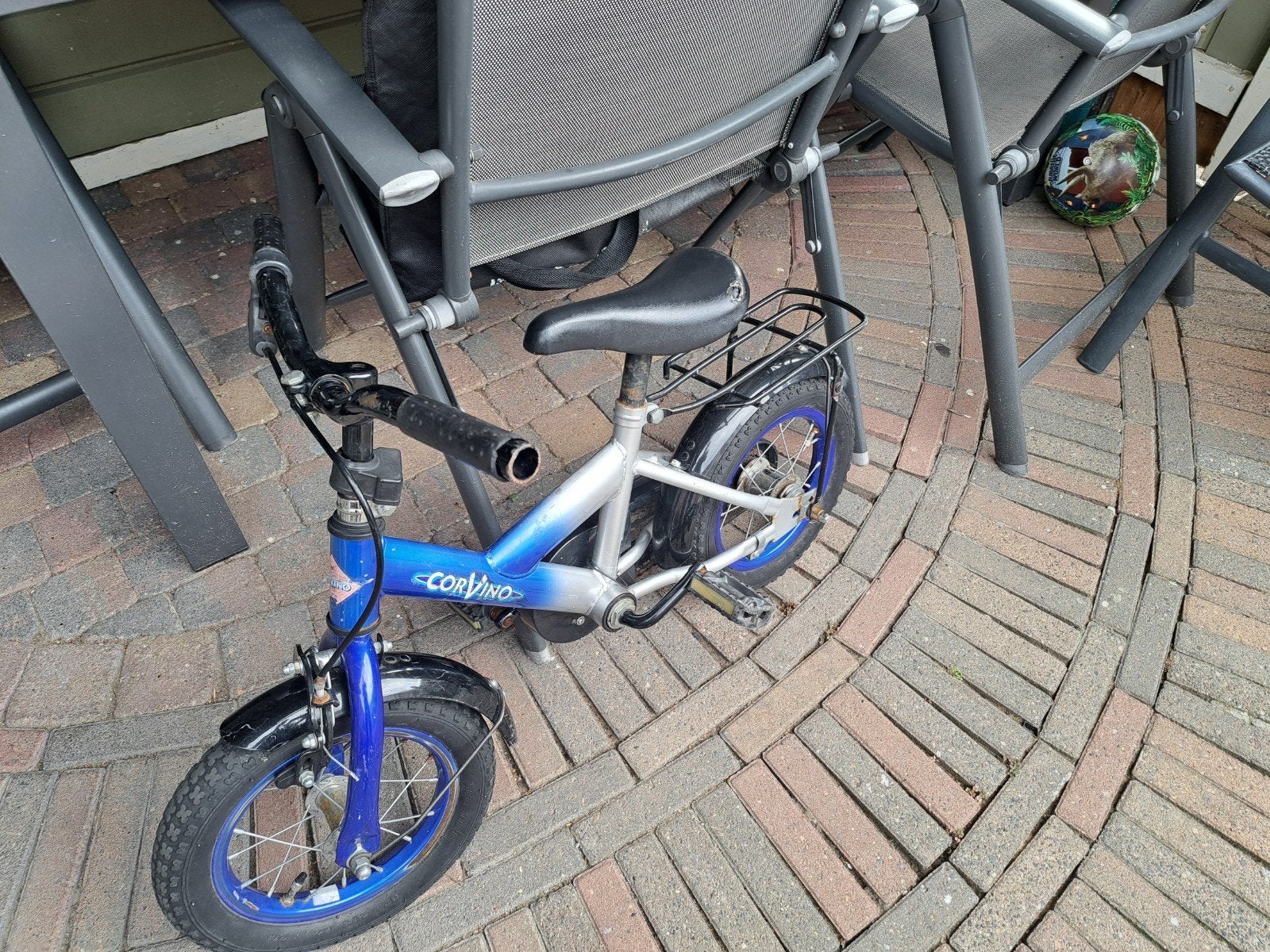 Corvino kinderfiets - Blauw/Zilver, Fietsen en Brommers, Gebruikt, Corvino, Velgrem, Ophalen of Verzenden