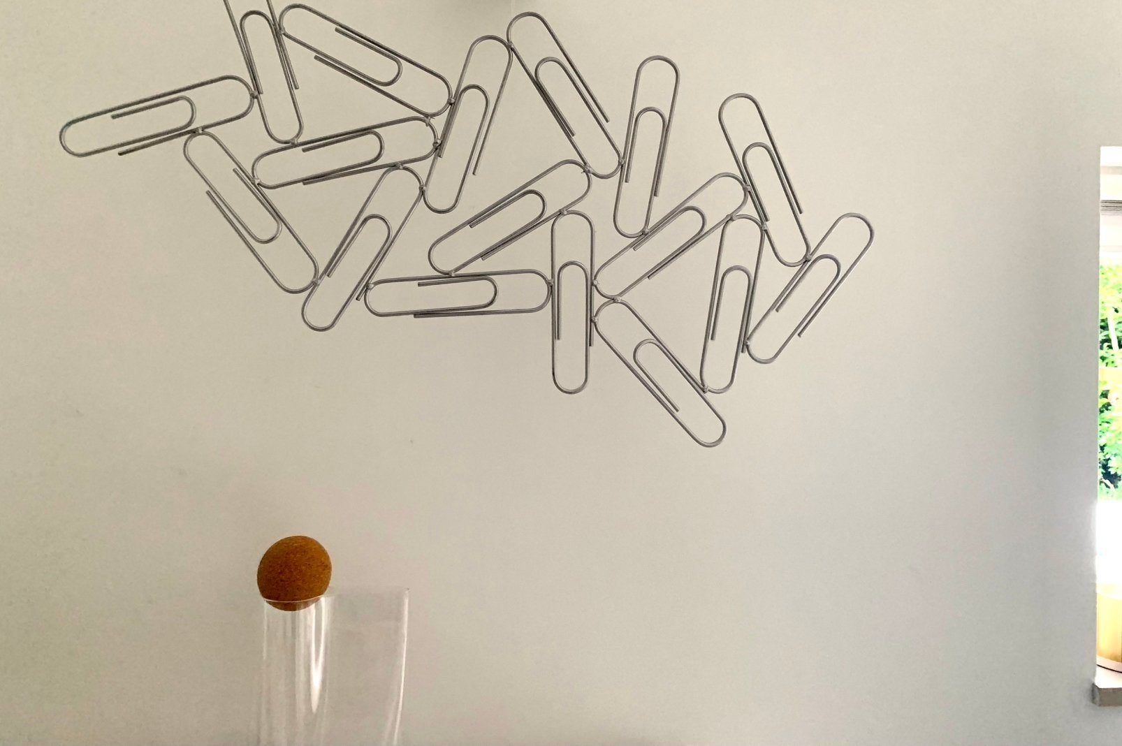 XL paperclip design wandhanger metaal vintage, Ophalen of Verzenden, Wanddecoratie, Zilver, Metaal