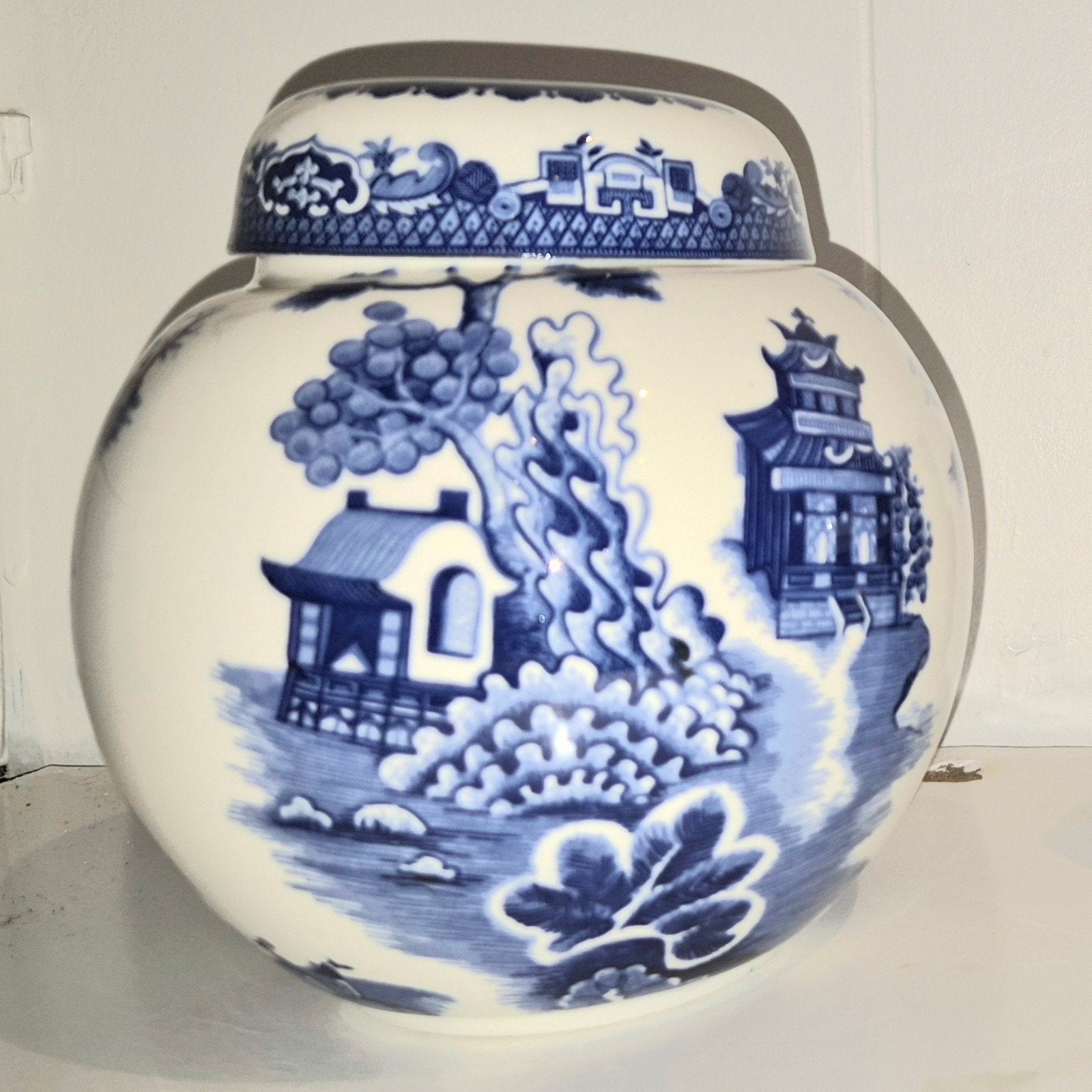Burleigh Ironstone Gemberpot Blauw Wit Staffordshire, Ophalen of Verzenden