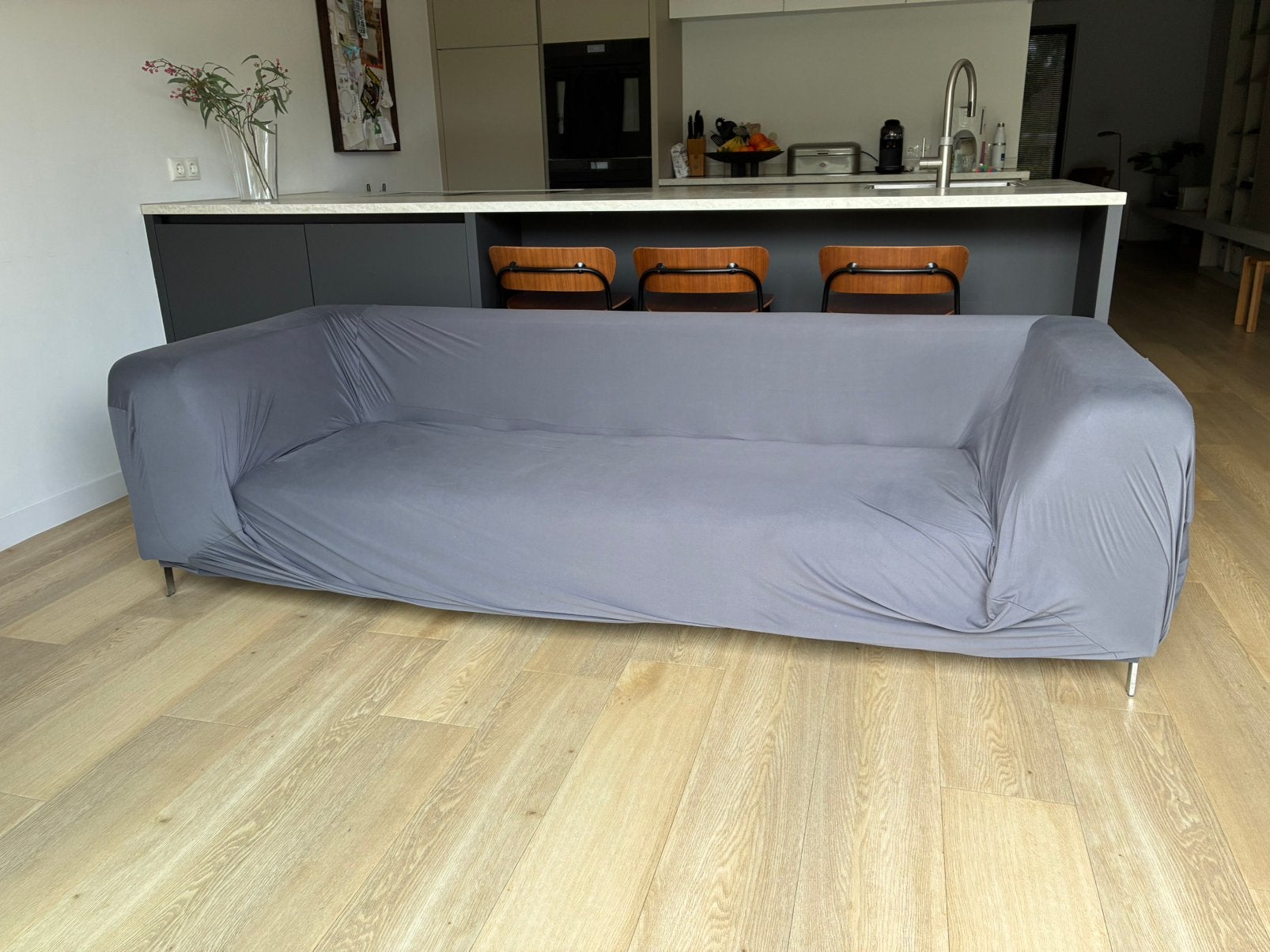 Bank 3-zit + bankhoes, Ophalen, Gebruikt, Driepersoons, 75 tot 100 cm