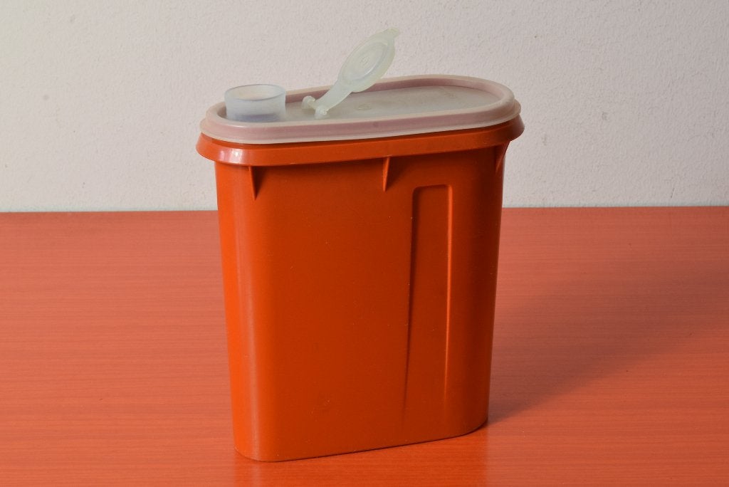 Retro vintage jaren 70 Tupperware strooibus / voorraadbus, Ophalen of Verzenden, Gebruikt, Oranje, Bus of Trommel