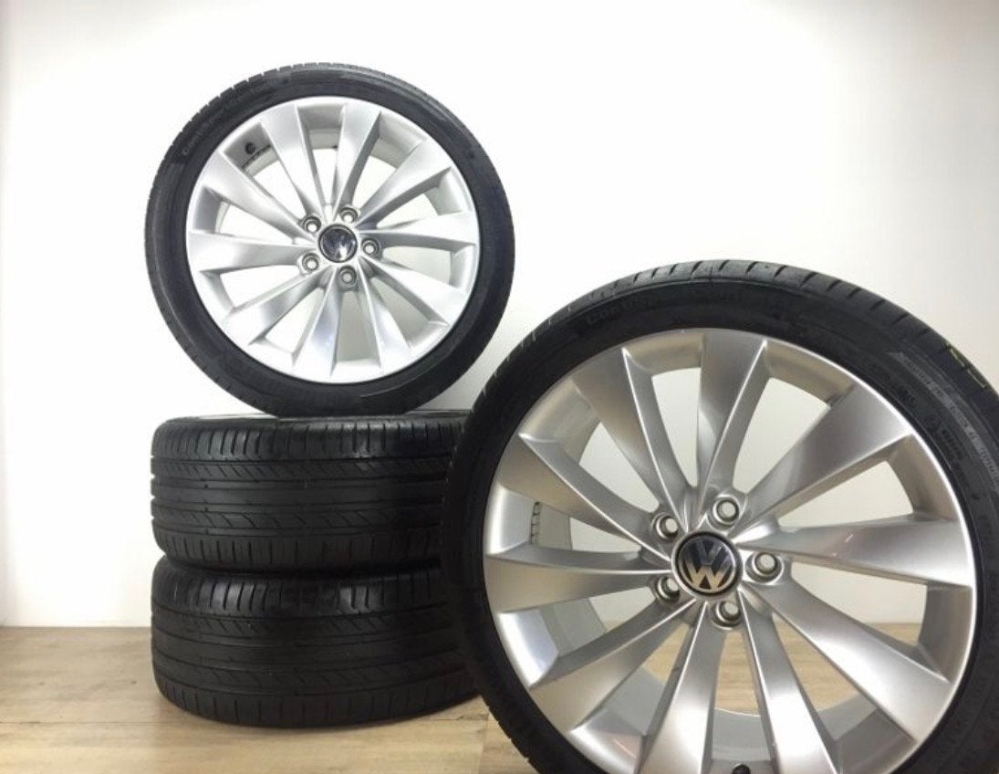 VW Interlagos velgen 18 inch met banden, Ophalen, 18 inch, Gebruikt, Banden en Velgen