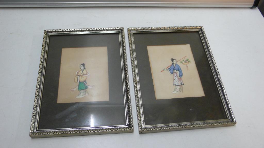 antieke chinese tekening dame 2 stuks papier 10/13,5 (219), Antiek en Kunst, Ophalen of Verzenden
