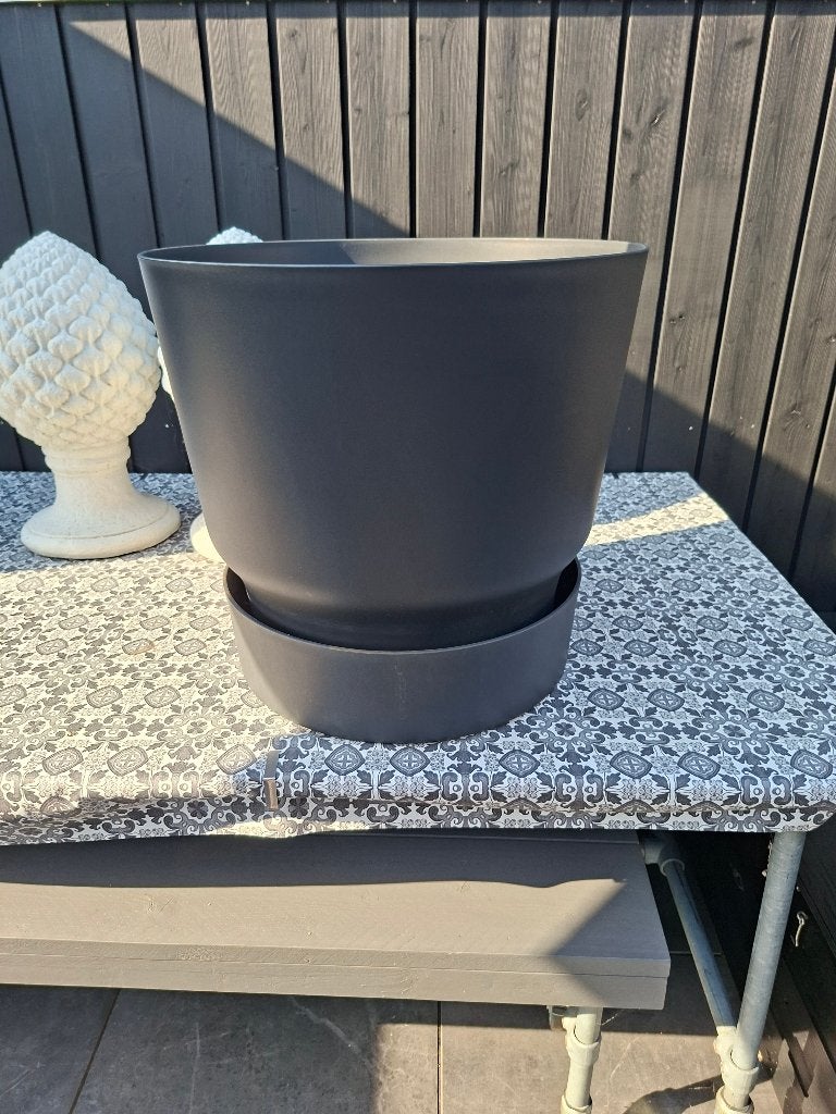 Elho Greenville kunststof grote bloempot zwart 55d/50h, Tuin en Terras, Bloempotten, Ophalen, Kunststof, 40 cm of meer, Rond