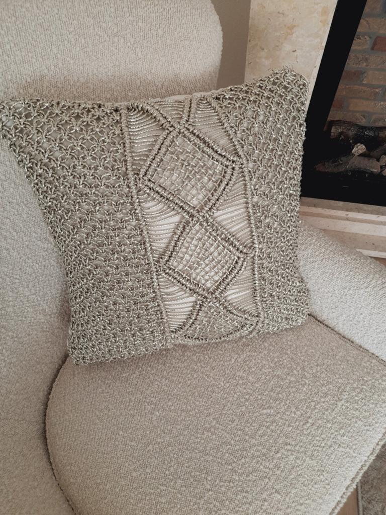 Riviera Maison kussenhoes Macramé, Ophalen, Zo goed als nieuw, Vierkant