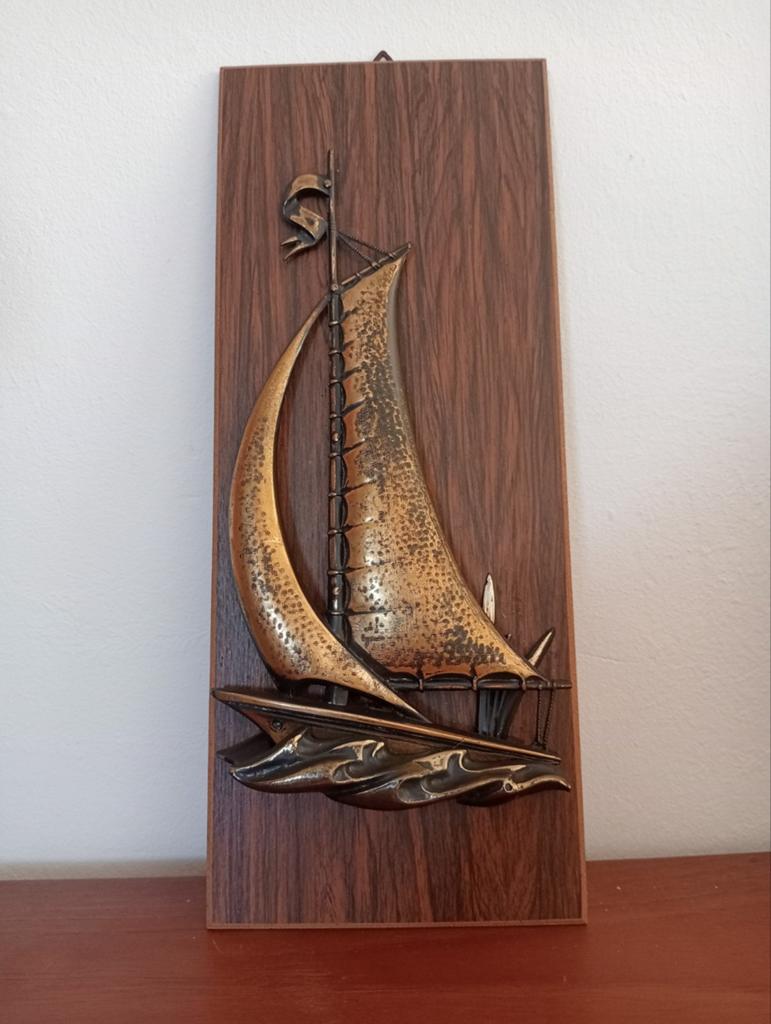 Vintage wanddecoratie van een zeilboot midcentury, Ophalen of Verzenden