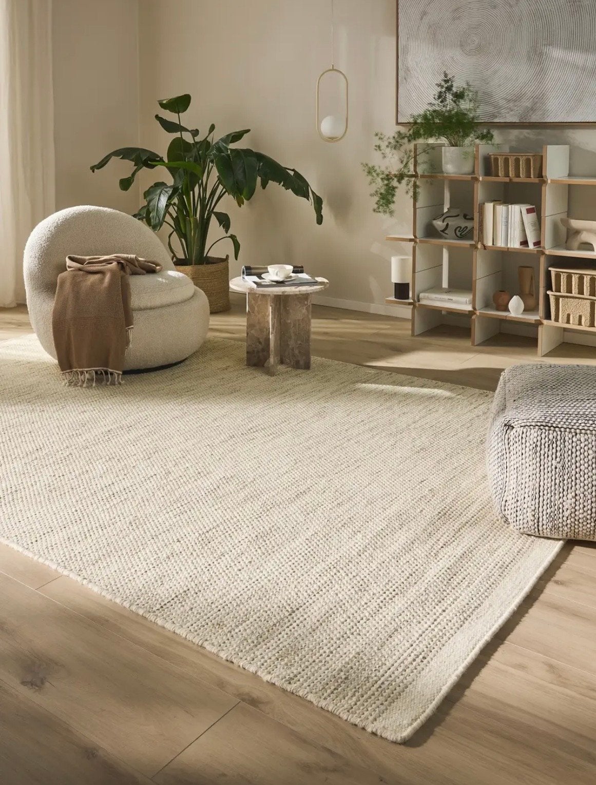 Benuta wollen vloerkleed 140x200cm, Ophalen, 100 tot 150 cm, Zo goed als nieuw, Crème