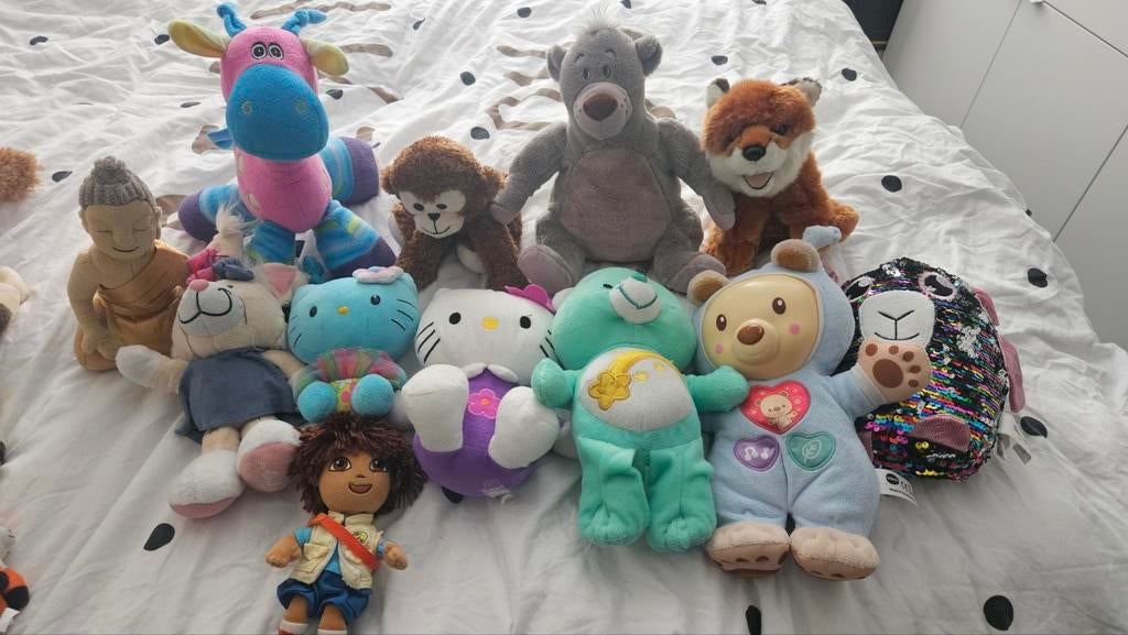 Diverse knuffels - Zo goed als nieuw en gewassen, Ophalen, Zo goed als nieuw, Wasbaar, Hello Kitty