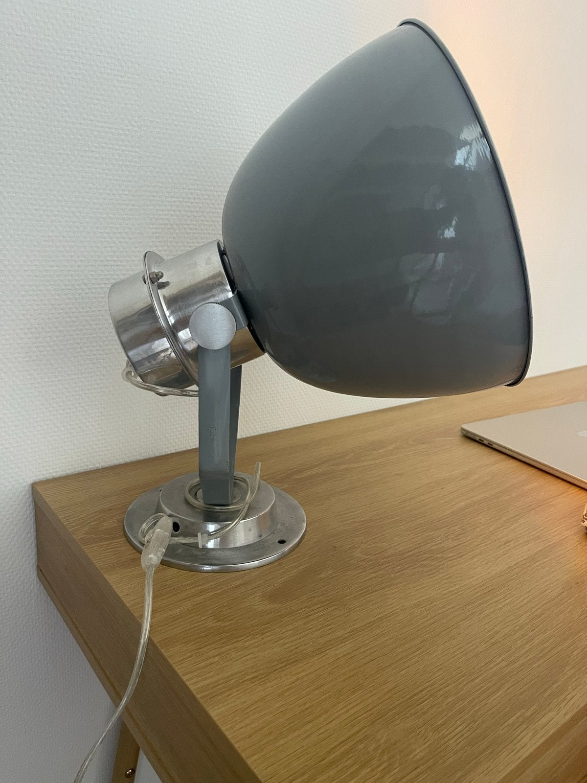 Grijze industriële tafellamp, Huis en Inrichting, Lampen | Tafellampen, Ophalen, Bureaulamp, E27 (groot), Grijs
