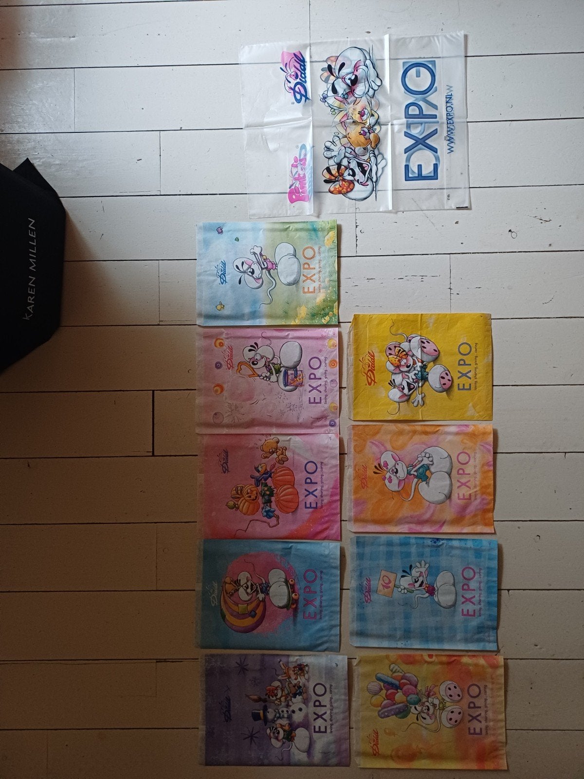 9 Diddl Expo papieren zakjes en 1 plastic tas jaren '90, Verzamelen, Ophalen of Verzenden