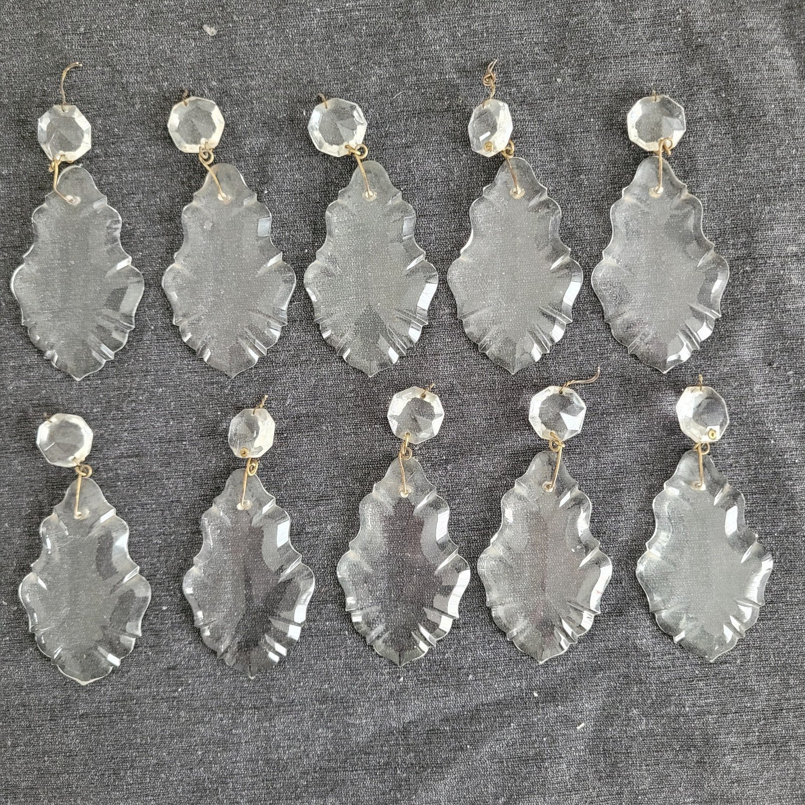 10 pegels diamant bladvorm onderdelen kroonluchter, Ophalen of Verzenden, Gebruikt, Glas