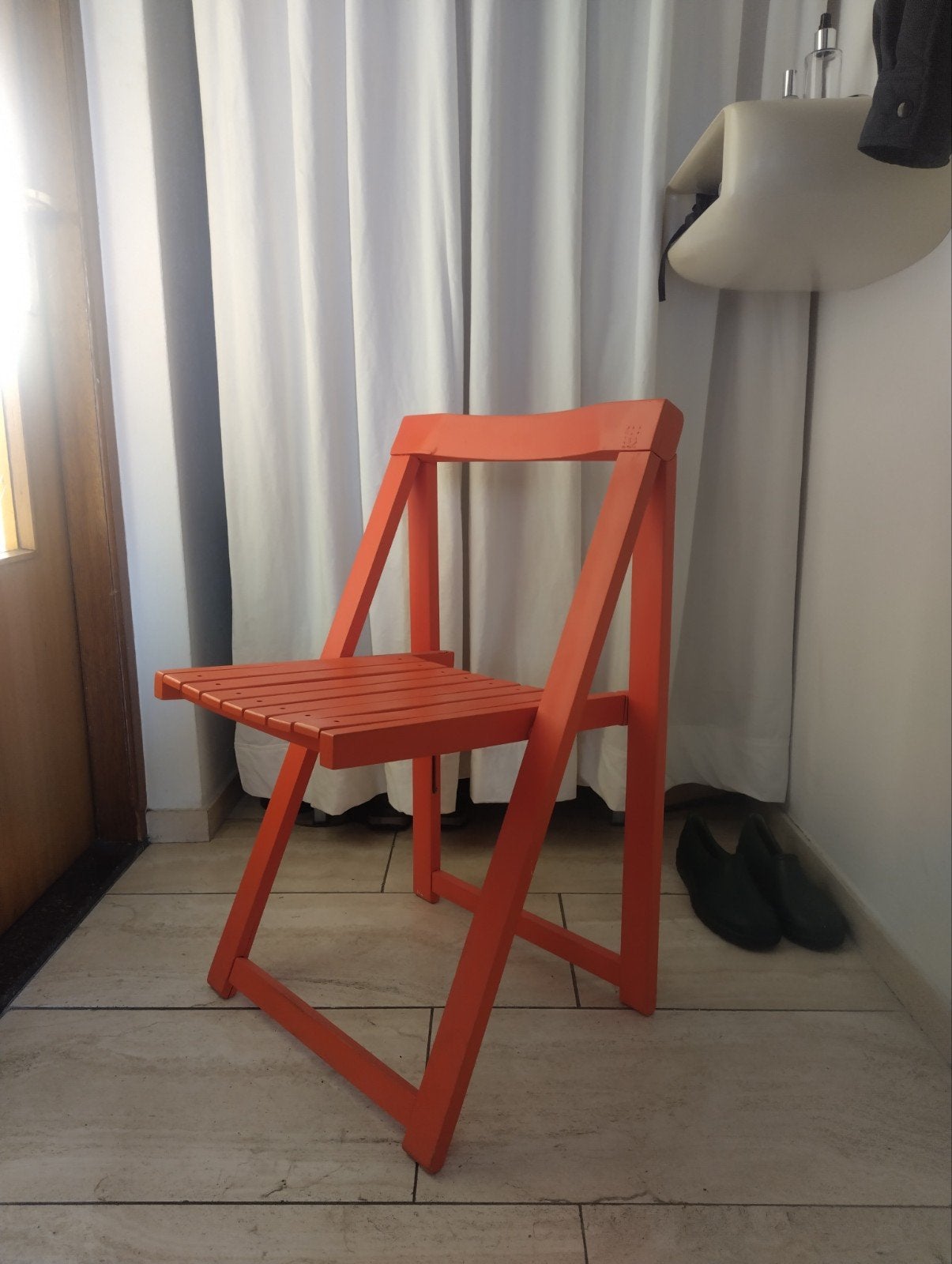 Vintage mid century klapstoel oranje 70s Aldo jacober styl, Ophalen
