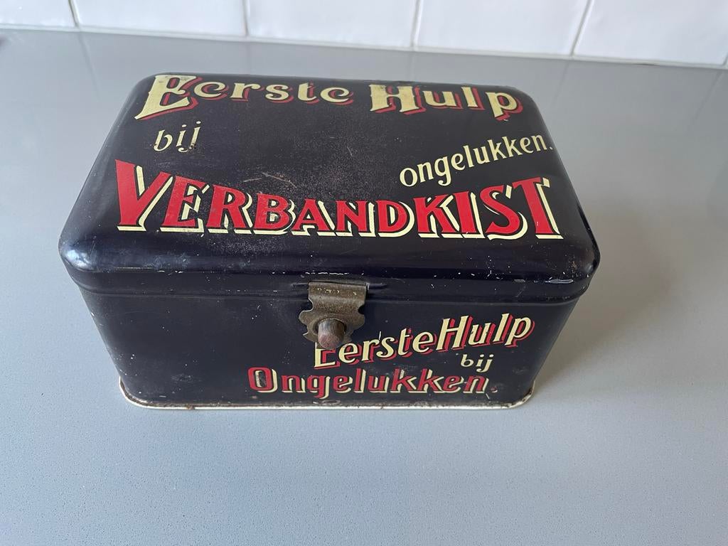 Vintage Antieke EHBO Trommel - Complete Set, Antiek en Kunst, Ophalen of Verzenden
