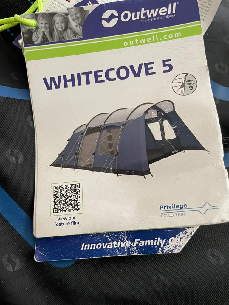 Outwell Whitecove 5 Tent - Ruime Gezinstent, Ophalen, Zo goed als nieuw, Tot en met 5