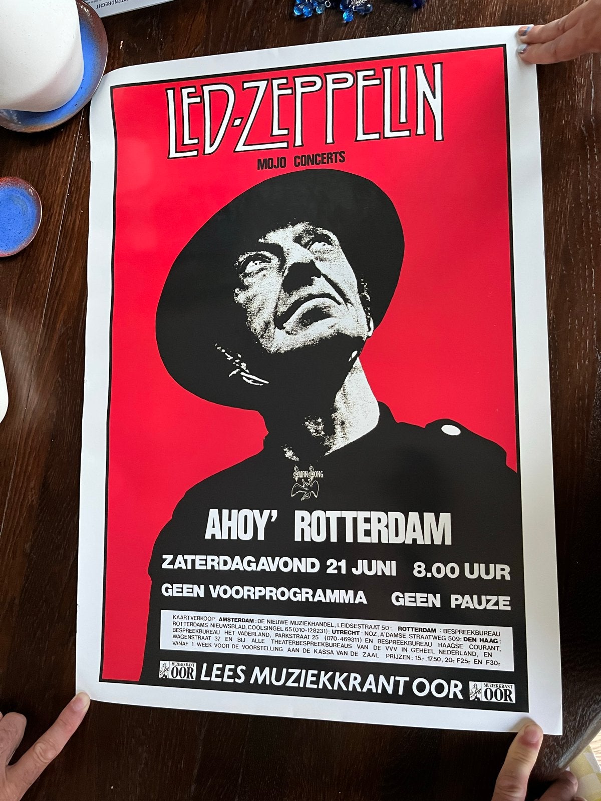 Led Zeppelin Ahoy' Rotterdam concertposter reproductie, Verzamelen, Rechthoekig Staand, Ophalen of Verzenden, Zo goed als nieuw
