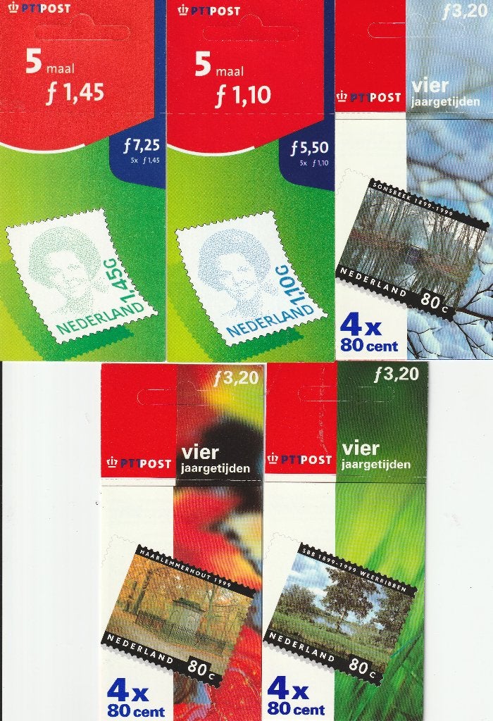 5 verschillende postzegelboekjes, Ophalen of Verzenden, Na 1940, Postfris
