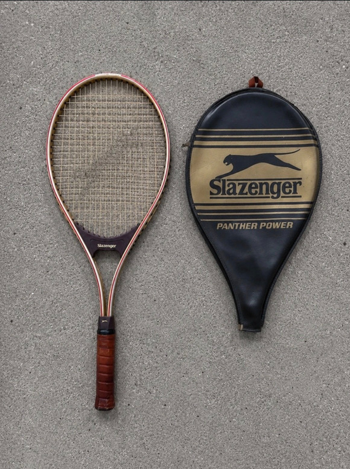 Bruin Slazenger UK vintage tennisracket | Tennis | Jaren 80, Ophalen of Verzenden, Gebruikt, Racket, Overige merken