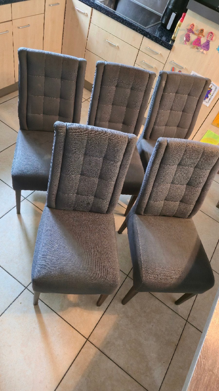 5 x antraciet eetkamer eettafel stoelen, Ophalen, Uit jaar 2012, Gebruikt, Zwart