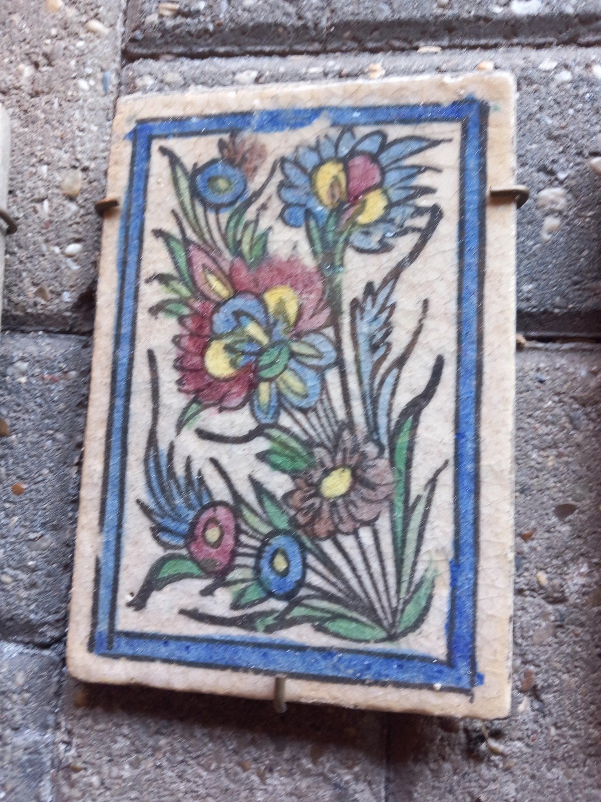 Set van 4 handgeschilderde qajar tegels met bloemen, Antiek en Kunst, Ophalen