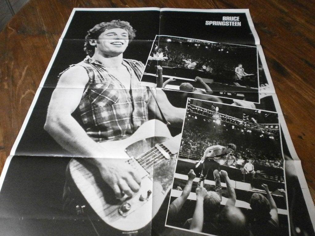 mooie xl poster jr 80 Bruce Springsteen ( vakjes), Verzenden, Zo goed als nieuw, A1 t/m A3, Muziek