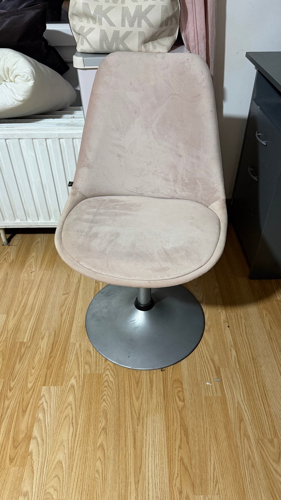 Roze fluwelen stoel met draaivoet, Ophalen, Overige kleuren, Zo goed als nieuw, Metaal