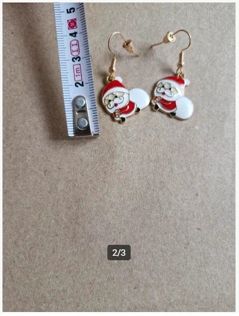 Oorbellen kerstman met witte zak h, Overige materialen, Wit, Onbekend, Nieuw