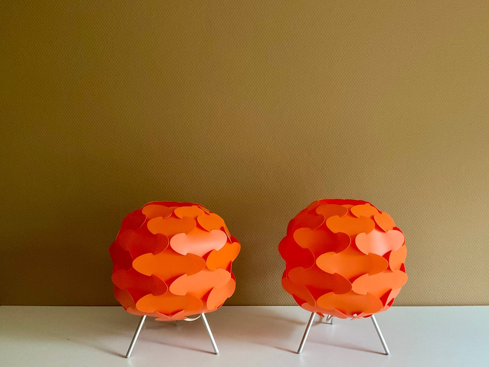 Twee Oranje Ikea Fillsta Gunnar Jensen lampen, Gebruikt, Oranje, E14 (klein), Ophalen of Verzenden