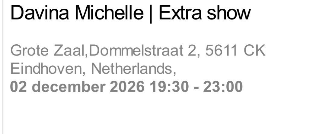 Davina Michelle ️ - extra show - 2 december 2026, Drie personen of meer, December