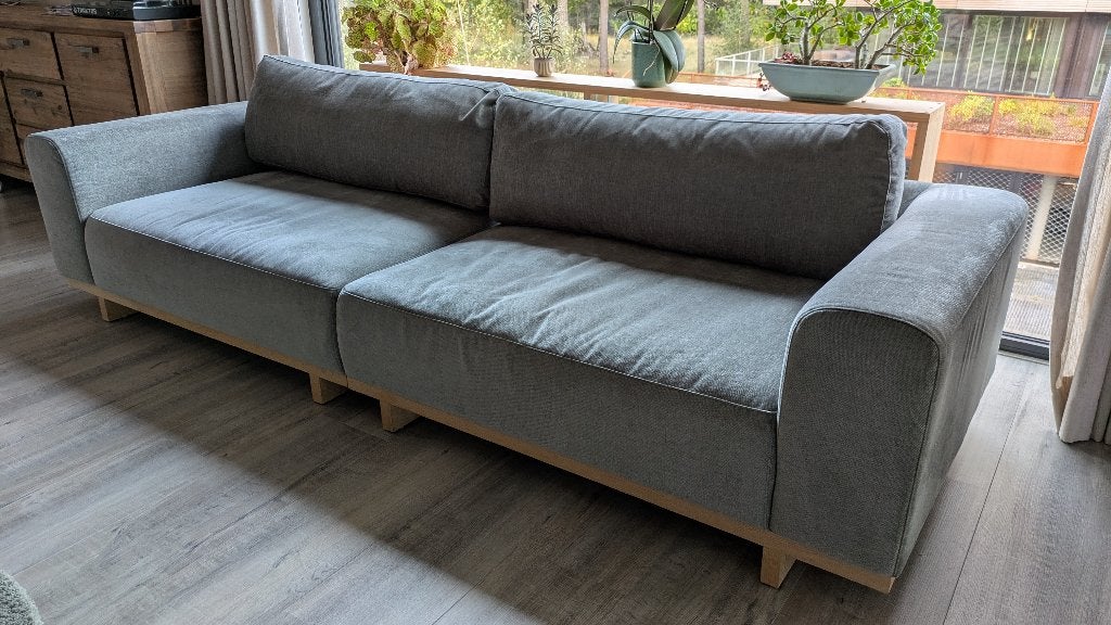 3,5 zitsbank Aya van Sofacompany in groen grijs, Ophalen, Hout, 250 tot 300 cm, Gebruikt