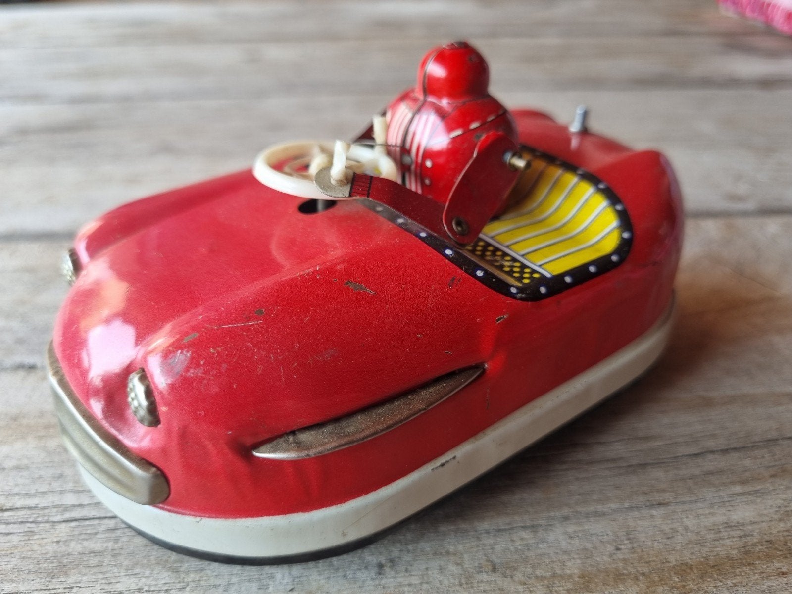 Zeldzaam Vintage blikken botsauto met opwindmechanisme, Ophalen of Verzenden, Gebruikt