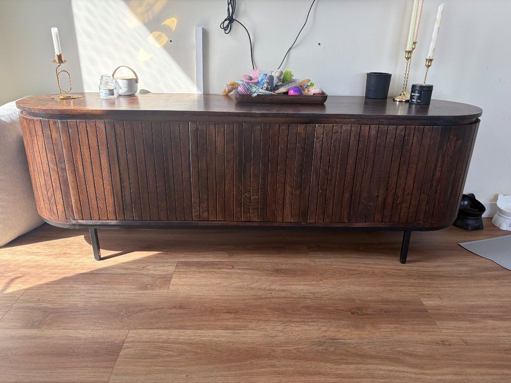 Mango hout tv meubel, Ophalen, 150 tot 200 cm, Zo goed als nieuw, Minder dan 100 cm