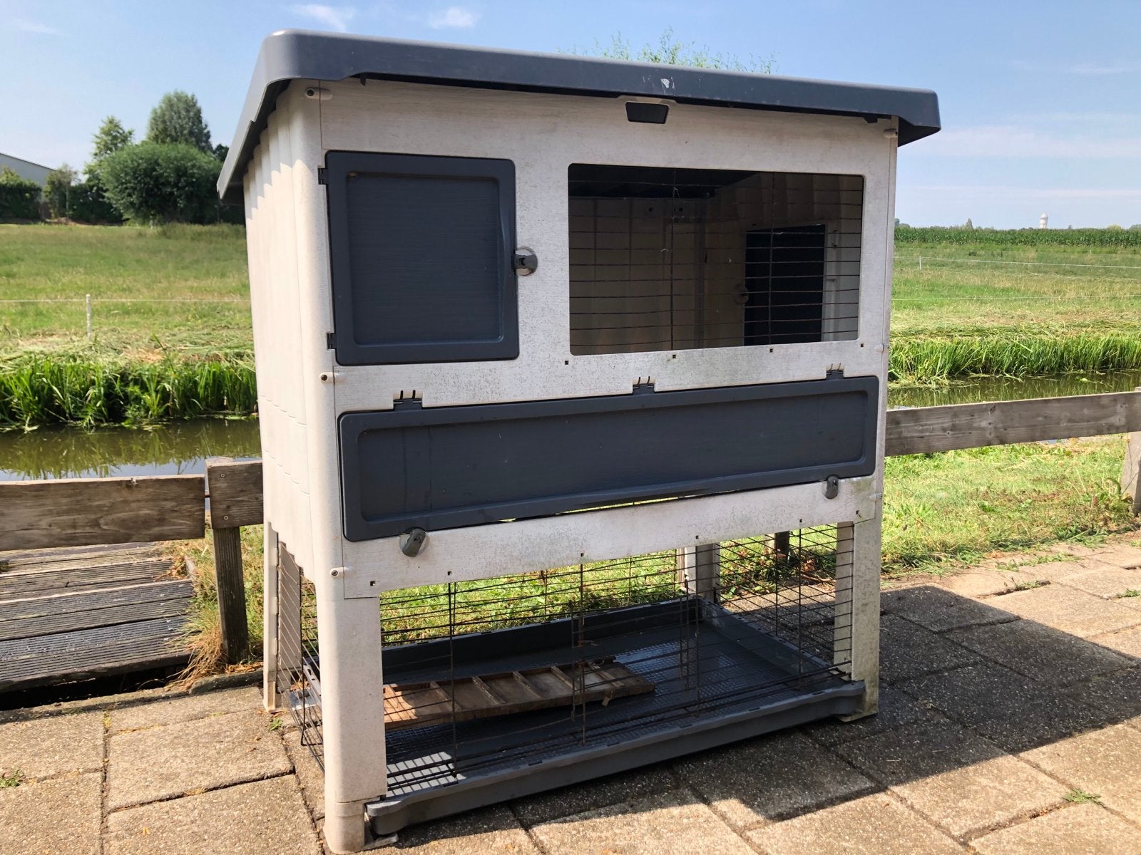 Konijnen hok 2 lagen, Dieren en Toebehoren, Knaagdieren en Konijnen | Hokken en Kooien, Ophalen, Gebruikt, 90 cm of meer, Konijn